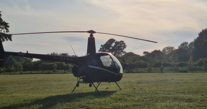 Robinson R22 helicopter at a private site